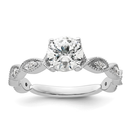 14k White Gold 1/8 ct Lab Grown Diamond VS/SI+ G+ 1 ct Center Semi Eng Ring