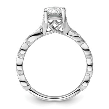 14k White Gold 1/8 carat Lab Grown Diamond VS/SI+ G+ 1 carat Center Oval Semi Mount Engagement Ring — alternate view