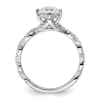 14k White Gold 1/2 carat Lab Grown Diamond VS/SI+ G+ 1 carat Center Round Semi Mount Engagement Ring — alternate view