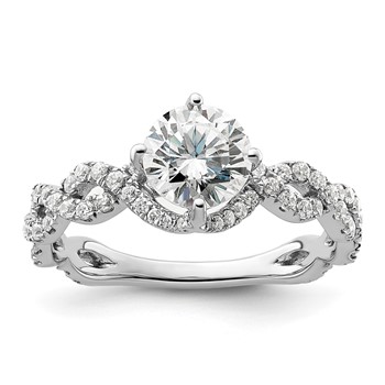 14k White Gold 1/2 carat Lab Grown Diamond VS/SI+ G+ 1 carat Center Round Semi Mount Engagement Ring