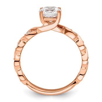 14k Rose Gold 1/6 carat Lab Grown Diamond VS/SI+ G+ 1 carat Center Round Semi Mount Engagement Ring — alternate view