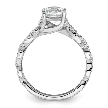 14k White Gold 3/8 carat Lab Grown Diamond VS/SI+ G+ 1 carat Center Semi Mount Engagement Ring — alternate view