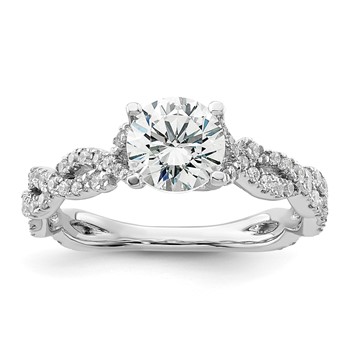 14k White Gold 3/8 carat Lab Grown Diamond VS/SI+ G+ 1 carat Center Semi Mount Engagement Ring