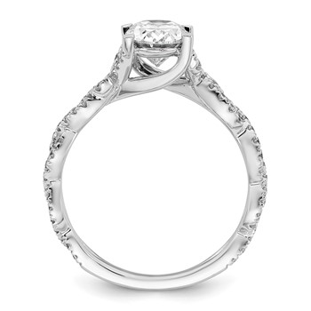 14k White Gold Semi-Mount Diamond Oval Center Twist Engagement Ring — alternate view