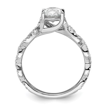 14k White Gold 3/8 carat Lab Grown Diamond VS/SI+ G+ 1 carat Center Oval Semi Mount Engagement Ring — alternate view