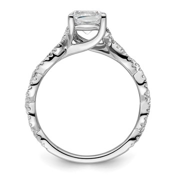 14k White Gold Semi-Mount Diamond Cushion Center Twist Engagement Ring — alternate view