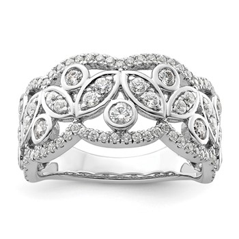 14k White Gold 7/8 carat Lab Grown Diamond VS/SI+ G+ Complete Fashion Ring