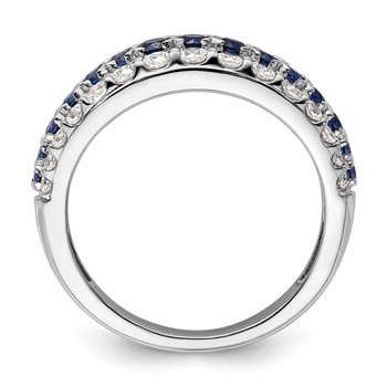 14k White Gold 7/8 carat Lab Grown Diamond VS/SI+ G+ and Lab Created Blue Sapphire Complete Fashion Ring — alternate view