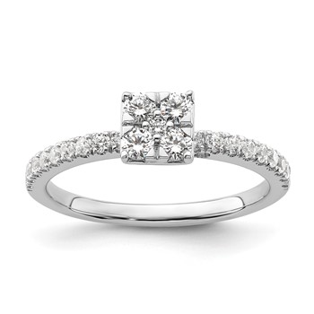 Two Promises 14k White Gold 1/2 carat Lab Grown Diamond VS/SI+ G+ Complete Cluster Engagement Ring