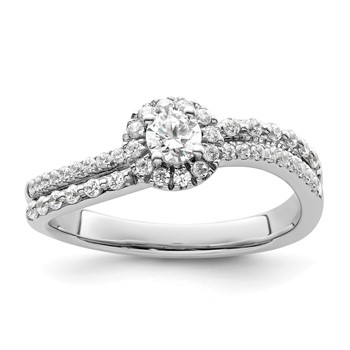 Two Promises 14k White Gold 1/2 carat Lab Grown Diamond VS/SI+ G+ Complete Halo Engagement Ring