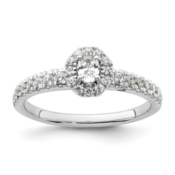 Two Promises 14k White Gold 5/8 carat Lab Grown Diamond VS/SI+ G+ Complete Petite Halo Engagement Ring