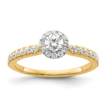 Two Promises 14k Two-tone 5/8 carat Lab Grown Diamond VS/SI+ G+ Complete Petite Halo Engagement Ring