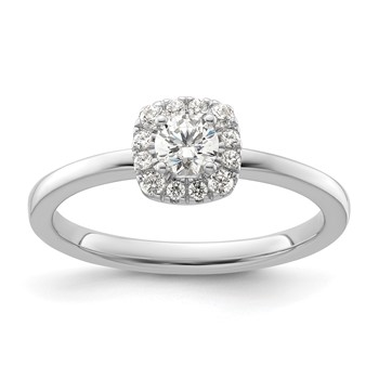 Two Promises 14k White Gold 3/8 carat Lab Grown Diamond VS/SI+ G+ Complete Petite Halo Engagement Ring