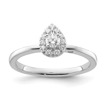 Two Promises 14k White Gold 1/3 carat Lab Grown Diamond VS/SI+ G+ Complete Petite Halo Engagement Ring