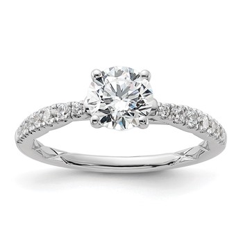 14k White Gold Semi-mount Diamond Round Center Engagement Ring