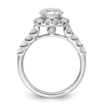 14k White Gold 1 carat Lab Grown Diamond VS/SI+ G+ 1 1/2 carat Center Round Semi Mount Halo Engagement Ring — alternate view