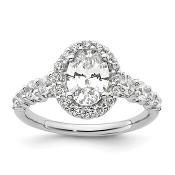 14k White Gold 7/8 carat Lab Grown Diamond VS/SI+ G+ 1 carat Center Oval Semi Mount Engagement Ring