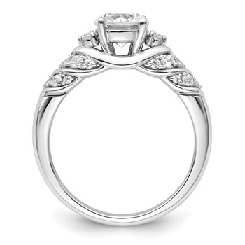 14k White Gold 1/3 carat Lab Grown Diamond VS/SI+ G+ 1 carat Center Round Semi Mount Shared Prong Engagement Ring — alternate view