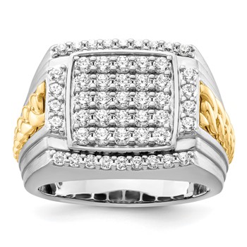 IBGoodman 14k Two-Tone 1 1/2 carat Lab Grown Diamond VS/SI+ G+ Men's Ring