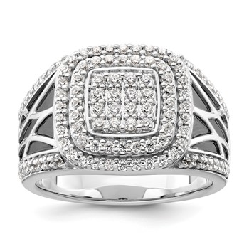 IBGoodman 14k White Gold 1 1/8 carat Lab Grown Diamond VS/SI+ G+ Side Design Men's Ring