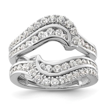 14k White Gold 1 1/5 carat Lab Grown Diamond VS/SI+ G+ Complete Double Row Ring Guard