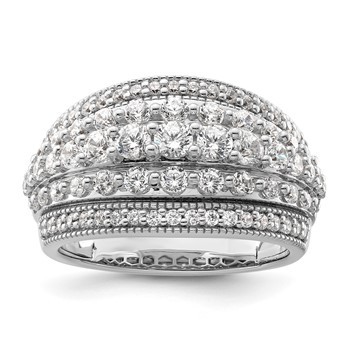 14k White Gold 1 1/2 carat Lab Grown Diamond VS/SI+ G+ Complete Fashion Ring