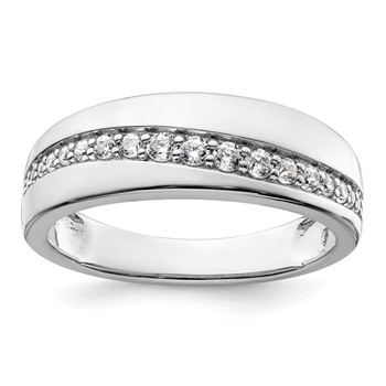 True Origin 14K White Gold Men's 3/8 carat Lab Grown Diamond VS+ F+ Complete Band