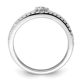 14K White Gold Polished 1/4 carat Diamond Double Band Curved Ring — alternate view