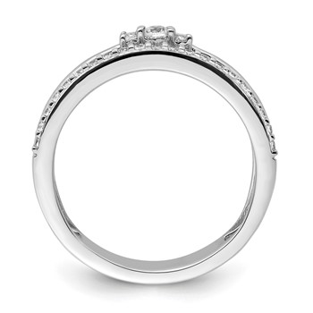 14K White Gold Polished 1/4 carat Diamond Double Band Fashion Ring — alternate view