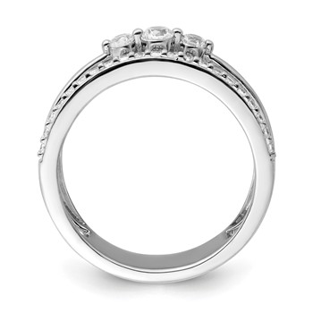 14K White Gold Polished 3/8 carat Diamond Double Band Fashion Ring — alternate view