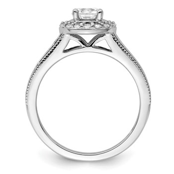 14k White Gold 1 carat Lab Grown Diamond VS/SI+ G+ Round Complete Halo Engagement Ring — alternate view