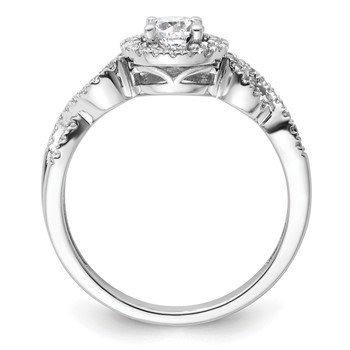 14k White Gold 5/8 carat Lab Grown Diamond VS/SI+ G+ Round Complete Fancy Halo Engagement Ring — alternate view