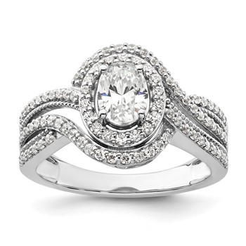 14k White Gold 1 carat Lab Grown Diamond VS/SI+ G+ Round Complete Bypass Engagement Ring