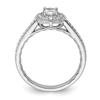 14k White Gold Vintage Oval Halo Diamond Semi-Mount Engagement Ring — alternate view
