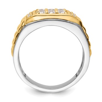 IBGoodman 14k Two-Tone 1 1/5 carat Lab Grown Diamond VS/SI+ G+ Men's Ring — alternate view