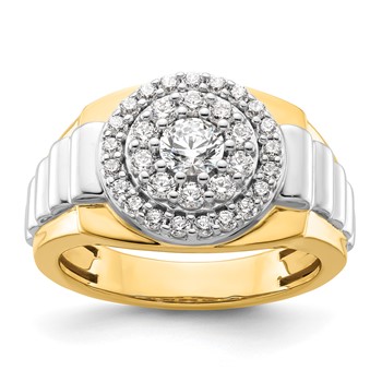 IBGoodman 14k Two-Tone 1 1/4 carat Lab Grown Diamond VS/SI+ G+ Complete Cluster Men's Ring