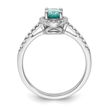 Pure Serenity 14k White Gold 1/5 carat Lab Grown Diamond VS/SI+ G+ and Lab Created Paraiba Ring — alternate view