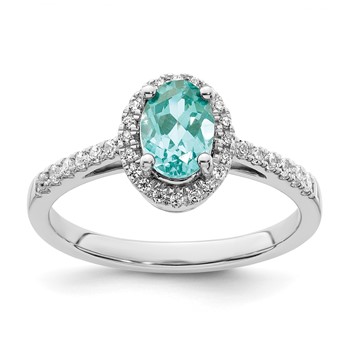 Pure Serenity 14k White Gold 1/5 carat Lab Grown Diamond VS/SI+ G+ and Lab Created Paraiba Ring