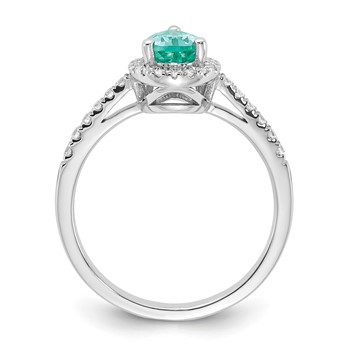 Pure Serenity 14k White Gold 1/4 carat Lab Grown Diamond VS/SI+ G+ and Pear Lab Created Paraiba Ring — alternate view