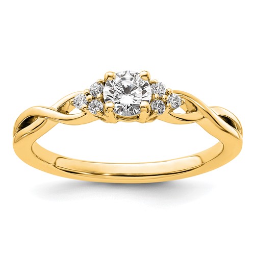 10k 1/3ct Lab Grown Diamond VS/SI+ G+ Round Comp Halo Eng Ring