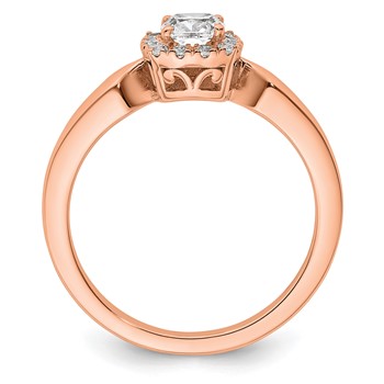 14k Rose Gold Semi-mount Diamond Princess Halo Engagement Ring — alternate view