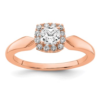 14k Rose Gold Semi-mount Diamond Princess Halo Engagement Ring