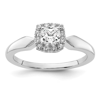 14k White Gold Semi-mount Diamond Princess Halo Engagement Ring