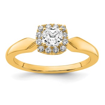 14k Semi-mount Diamond Princess Halo Engagement Ring