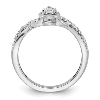 14k White Gold Pear Ctr Diamond Complete Promise/Engagement Ring — alternate view