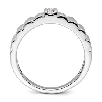 14k White Gold Polish & Satin Woven Design Diamond Mens Wedding Band — alternate view