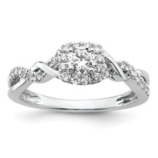 Image of 14k White Gold 1/2 carat Lab Grown Diamond VS/SI+ G+ Round Complete Bypass Engagement Ring