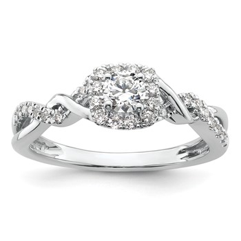 14k White Gold 1/2 carat Lab Grown Diamond VS/SI+ G+ Round Complete Bypass Engagement Ring