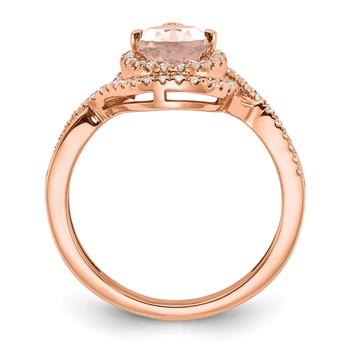 14k Rose Gold Blooming Bridal Morganite Pear Complete Engagement Ring — alternate view