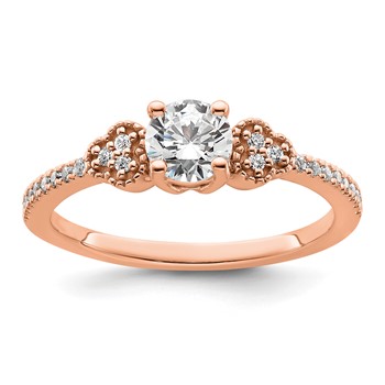 14k Rose Gold Semi-mount Diamond Round Center Engagement Ring